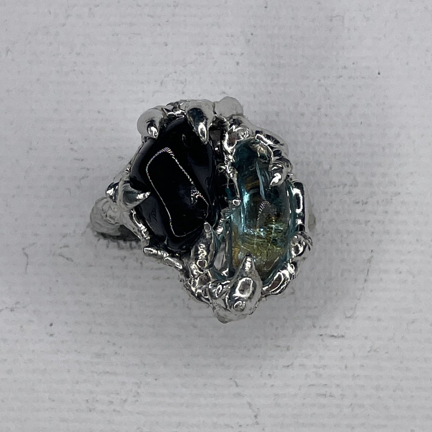 glass + black tourmaline ring