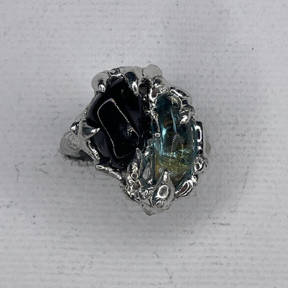 glass + black tourmaline ring