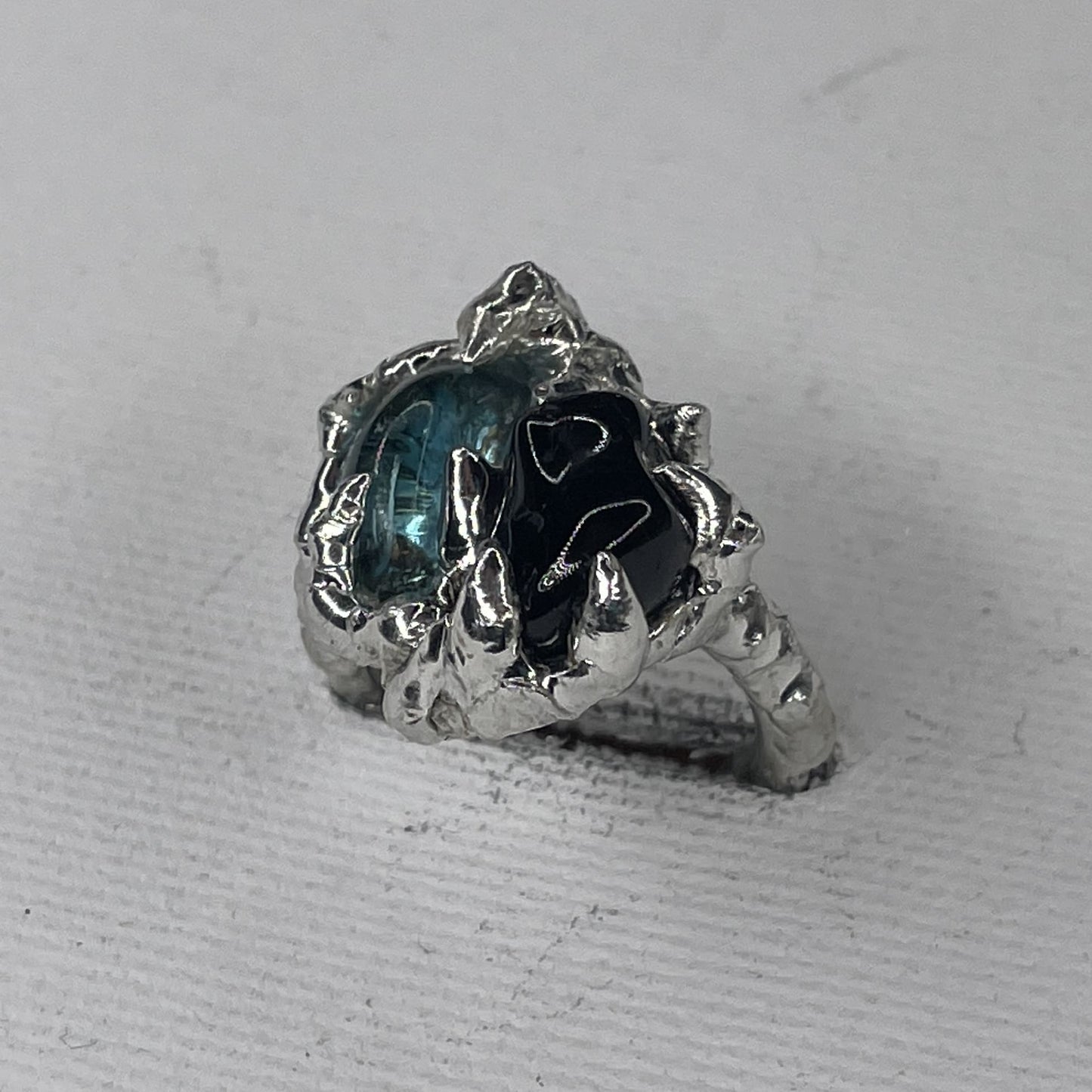 glass + black tourmaline ring