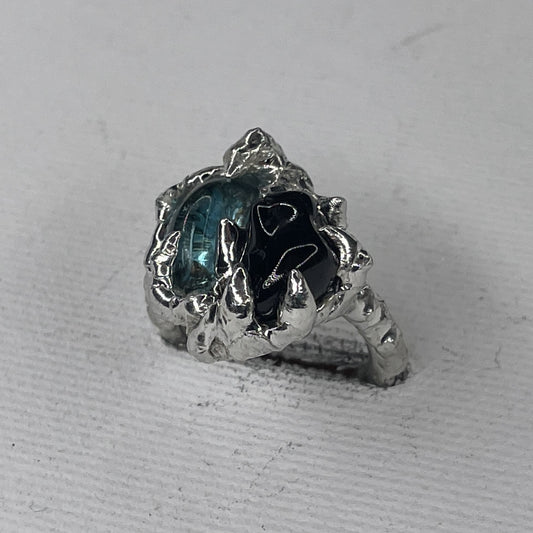 glass + black tourmaline ring