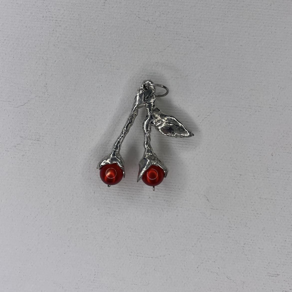 red glass cherry pendant