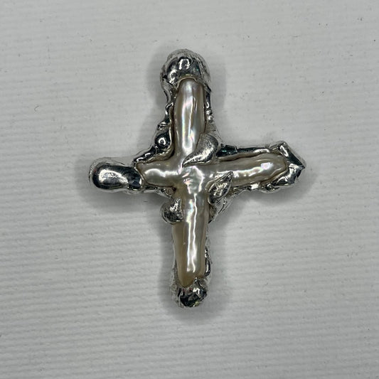 soldered pearl cross verdin y2k