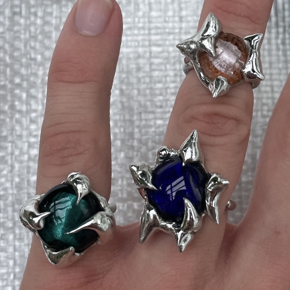 spiky glass rings - verdintils