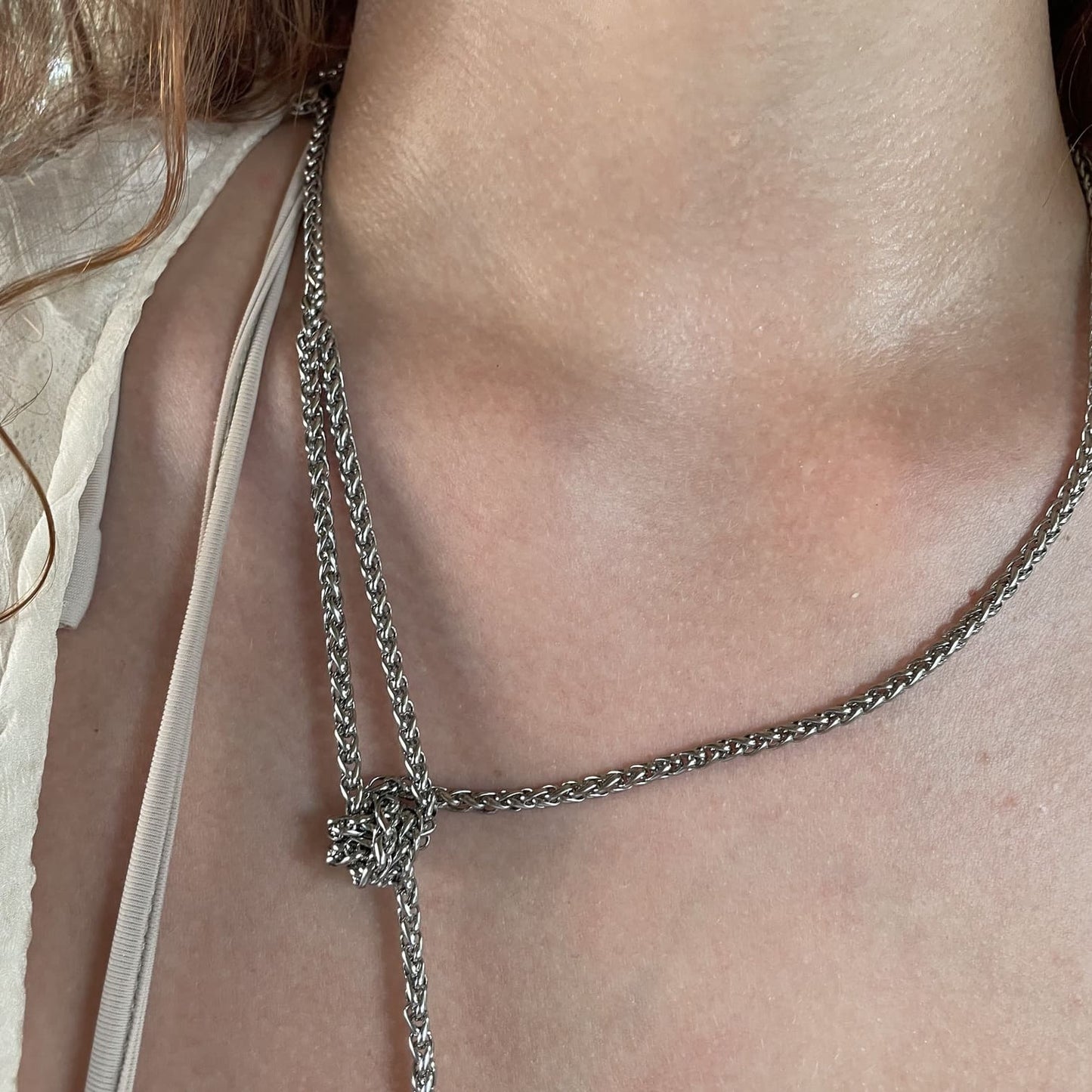 asymmetrical, knotted necklace + freshwaterpearl pendant - verdintils