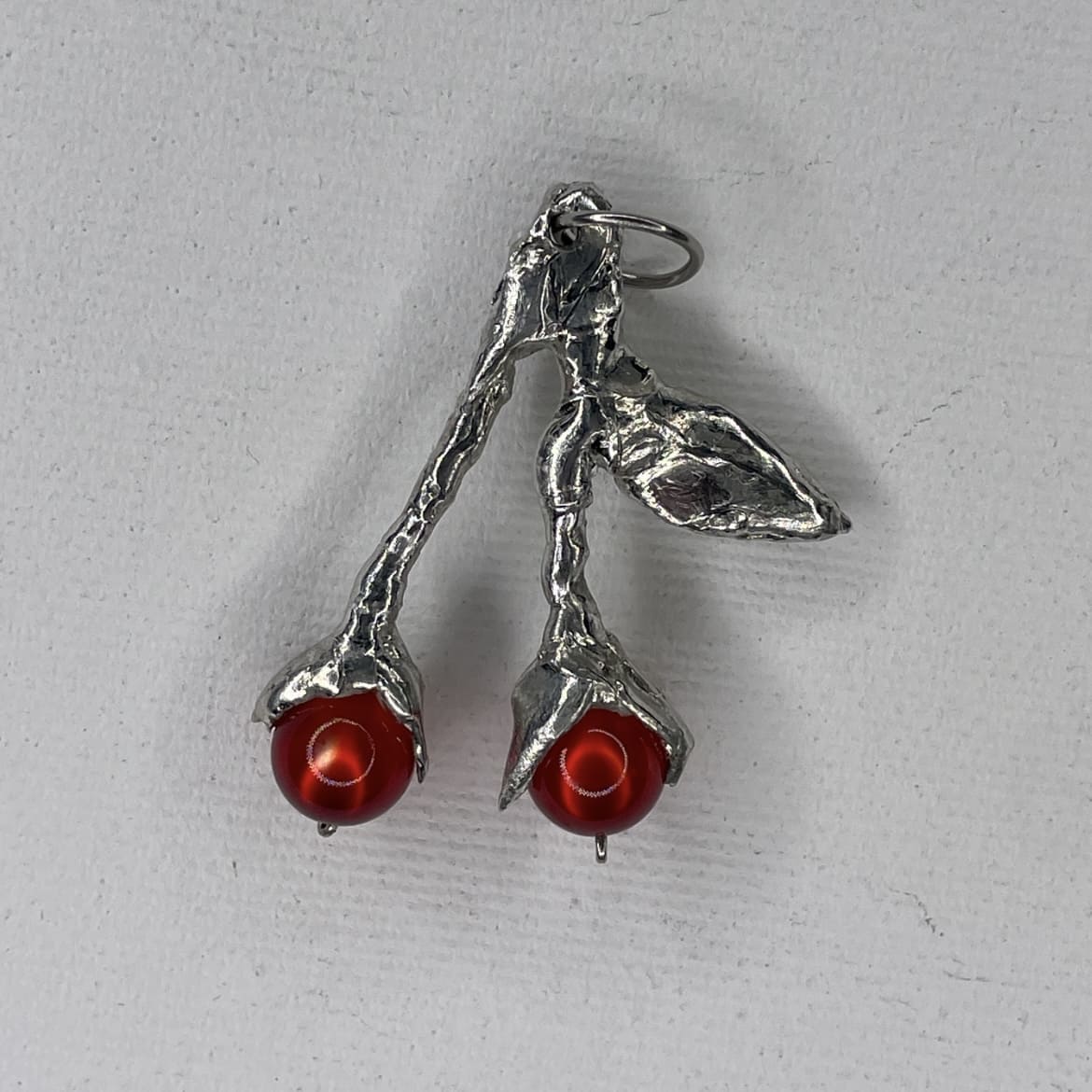 red glass cherry pendant